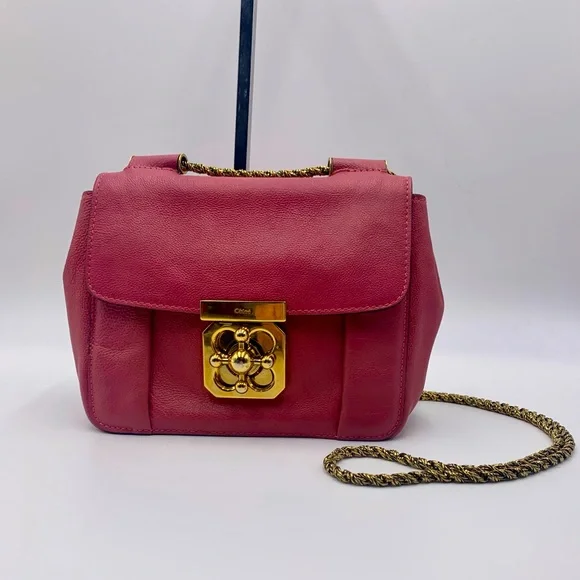 トートバッグ CHLOE Antiqued Pink Leather Bracelet Handbag CHLOE Calfskin Suede Small Nile Bracelet Bag Washed Pink